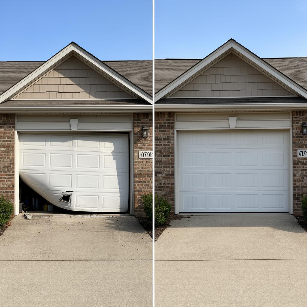 Before and after off-track garage door repair Birmingham AL