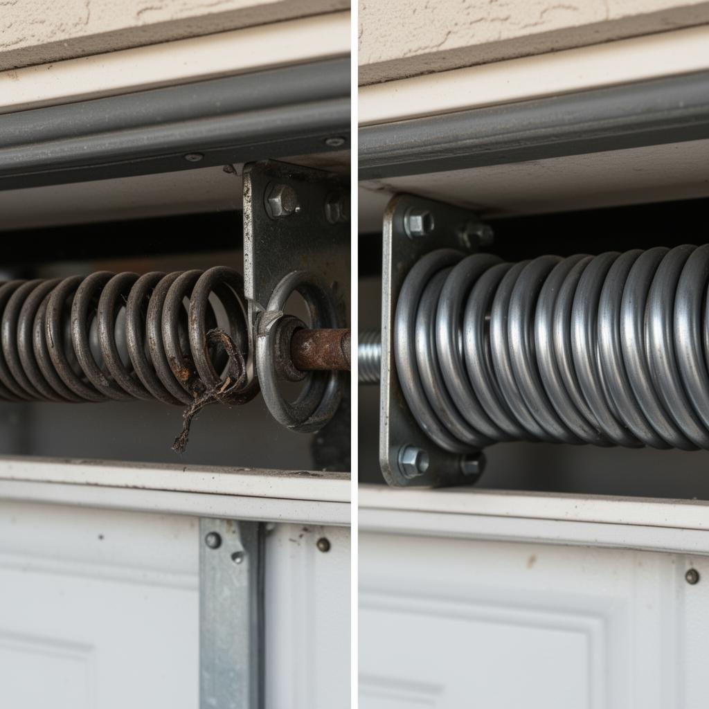 Before and after garage door spring replacement Birmingham Alabama